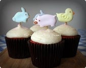 Farm Animal Cupcake Toppers - Cookie Pops - Edible Cupcake Decorations