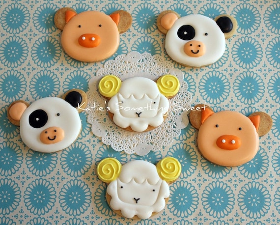 Farm Animal Sugar Cookies-Farm Animal Birthday-party favors kids birthday