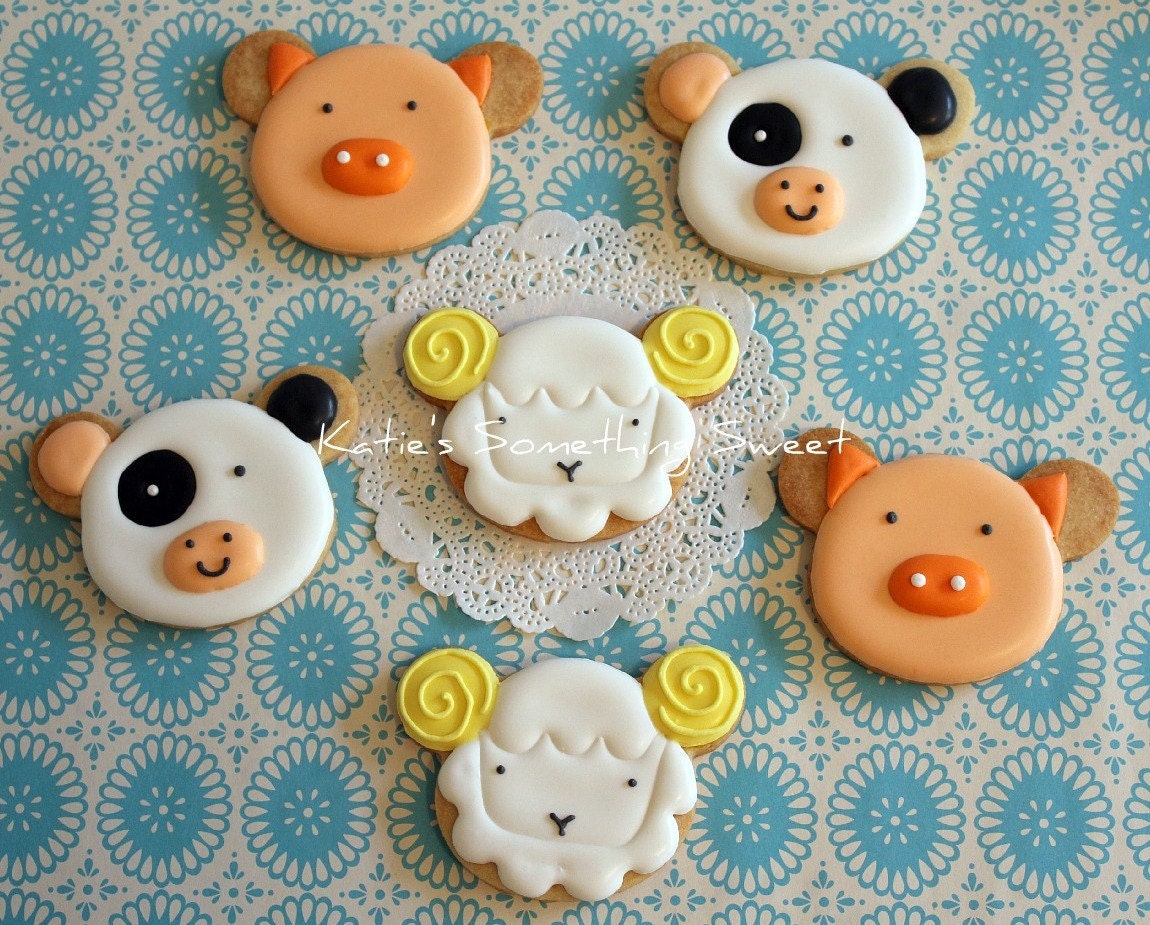 Farm Animal Sugar Cookies-Farm Animal Birthday-party favors kids birthday