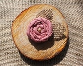 Peachy Pink Rolled Rosette Fabric Flower Burlap hair Clip - Small Floral Accessory Handmade to order (toddler, adult, teen, womens, girls)