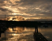 Sunset Maine Summer Photo, Sea Off The Dock - 5x7 Print