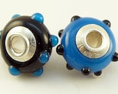 Lampwork Bead Sterling Cored Bead Set - 'Sprockets' Pair
