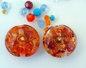 Lampwork Bead Pair - 'Texas Heat'