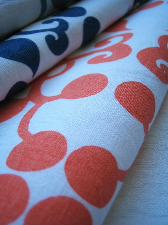 ORIENTAL SWIRLS hand screen printed fabric