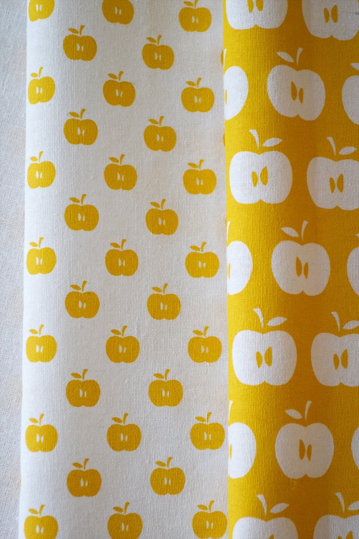 APPLES hand printed fabric quarter