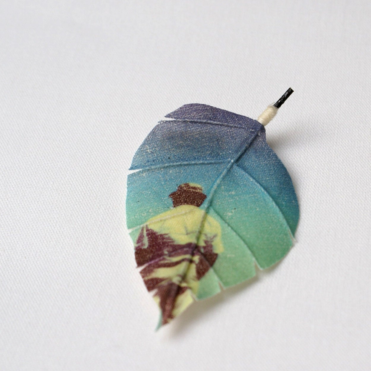 Custom made Alangium leaf brooch printed with your photograph