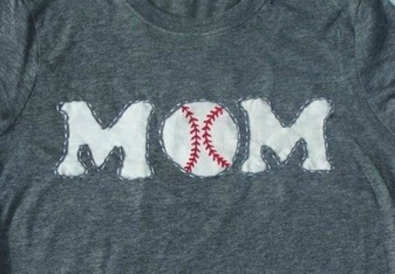 HAND STITCHED/Baseball Mom shirt with name/number...CLICK on the shirt to check out the detailing of the stitches