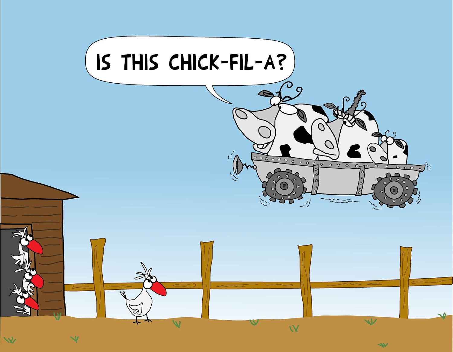 Space Cows and Chick-Fil-A 8x10 matte print