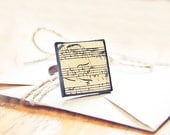 Music notes ring, sheet music jewelry, square ring