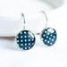 Navy blue earrings polka dots - Bubble jewelry, simple dotted jewlry, lever back earrings