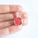 Red polka dot earrings - simple white red jewelry, cute, leverback bright earrings