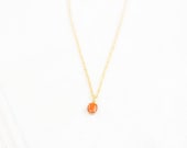 Vintage Orange Glass Cabochon Necklace