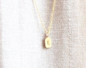 Vintage Brass Tiny Tag Initial Necklace, Personalized Necklace, Custom Necklace, Monogram Necklace, Letter Necklace