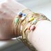 Sweet Auburn Bangle Set, Stackable Bracelet Set, Gem Stone Bangles, Stones in Settings Bracelet, Bezel Bangle