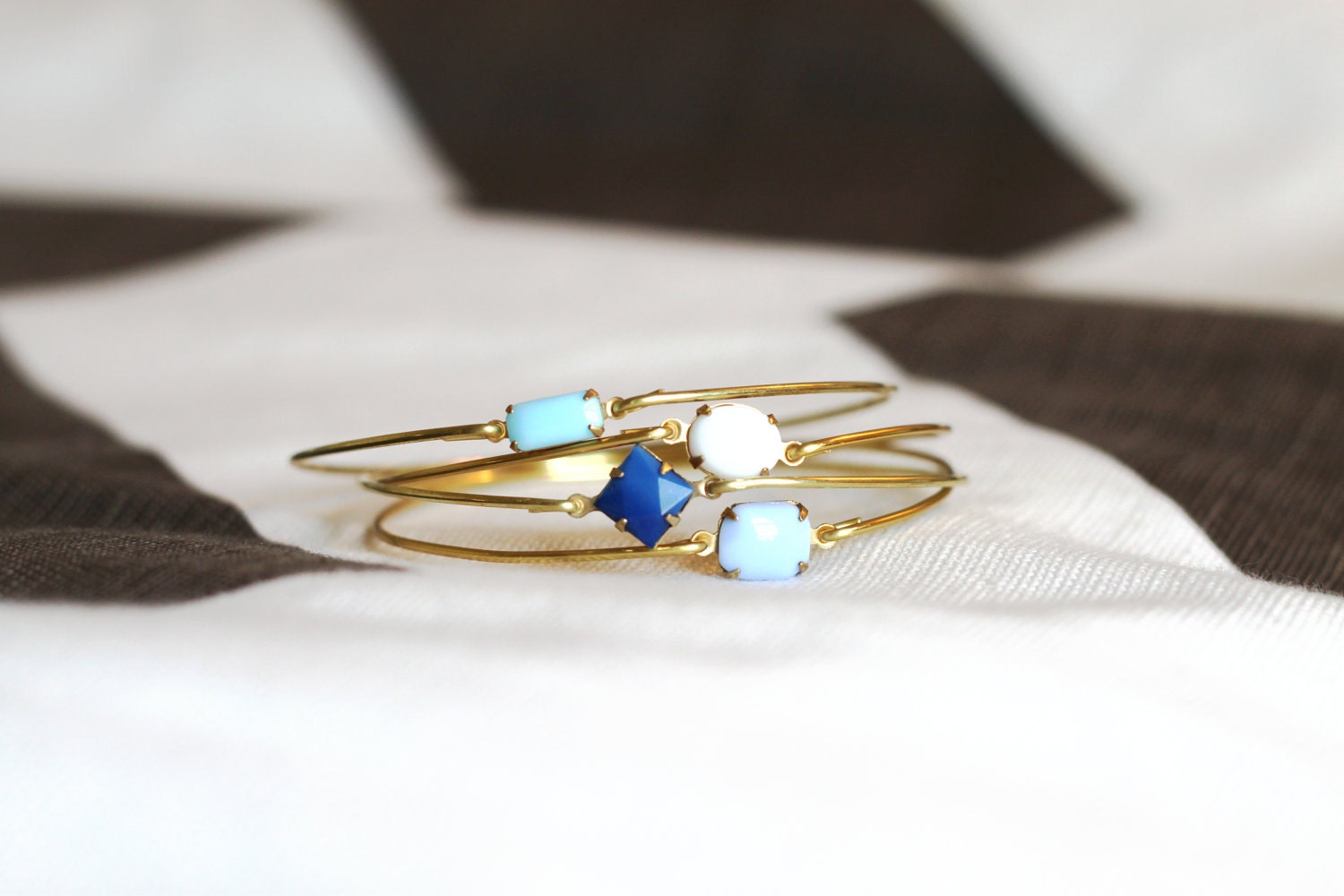 Seas Bangle Set, Stackable Bracelet Set, Gem Stone Bangles, Stones in Settings Bracelet, Bezel Bangle