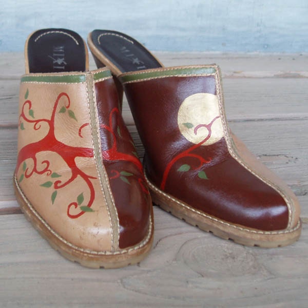 SALE Tree and Moon hand painted shoes W7.5