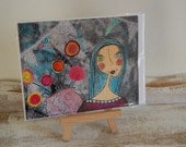 Blank Note Card.... Flowers to Brighten the Day.....Whimsical design....Art Print