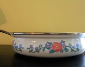 Vintage Normandy Floral Enamel Frying Pan