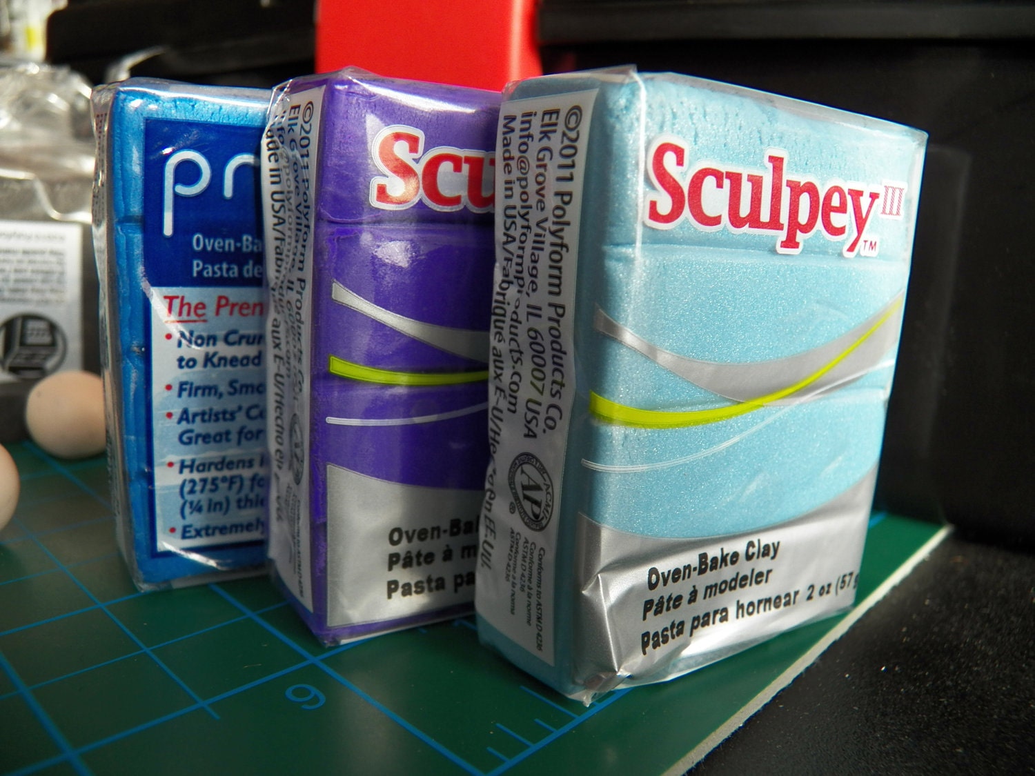 DESTASH -3 Premo/ Sculpey Polymer clay blocks- Purpley Blues