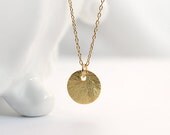 Gold Disc Necklace - simple everyday jewelry brushed vermeil pendant 14k gold filled chain by petitor