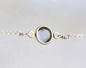 Petite Gray Crystal Necklace - tiny gray crystal 14k gold fill chain, simple everyday jewelry by petitor