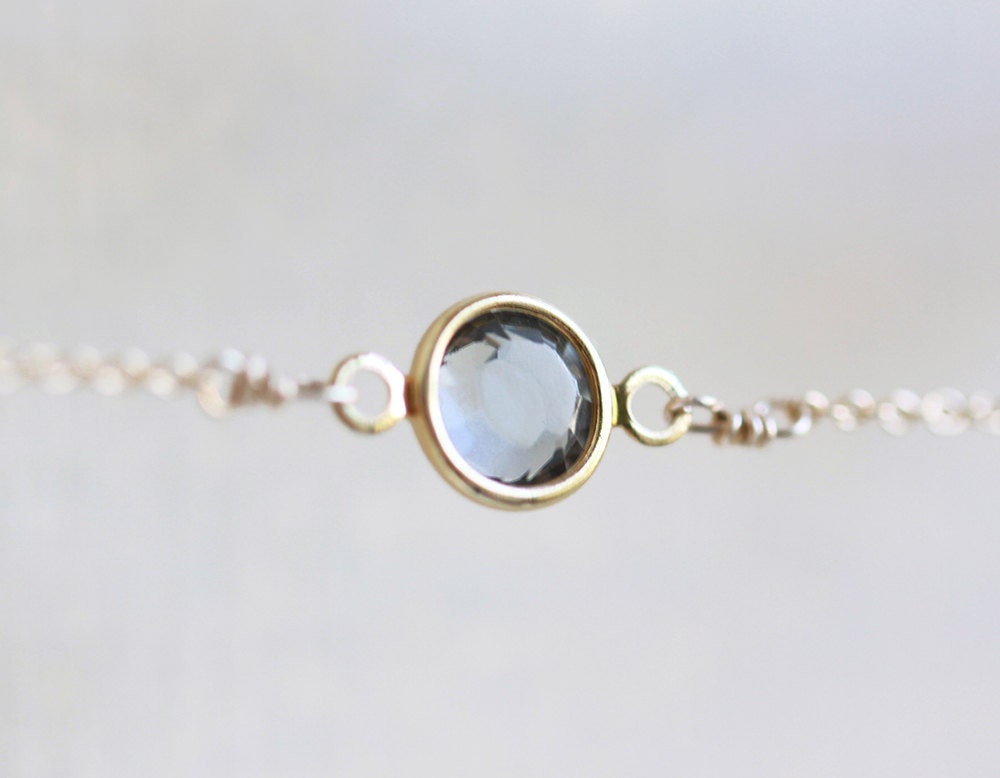 Petite Gray Crystal Necklace - tiny gray crystal 14k gold fill chain, simple everyday jewelry by petitor