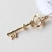 Gold Key Necklace - victorian skeleton vermeil key pendant with letter E on 14k gold filled chain jewelry by petitor