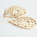 Gold Teardrop Earrings - large vermeil tear drop filigree, golden leaf chandelier jewelry