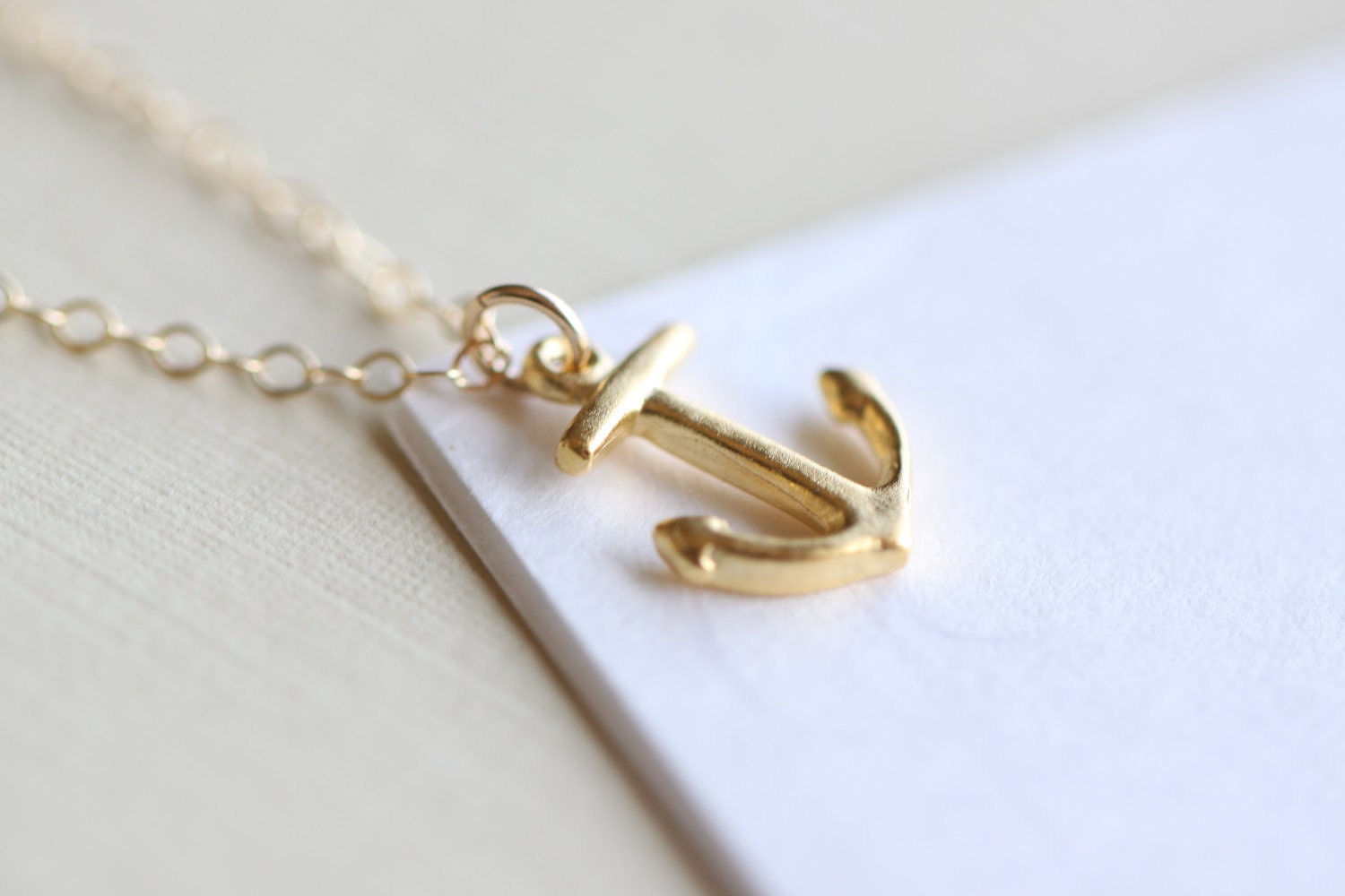 Anchor Necklace - nautical gold vintage inspired jewelry, 14k gold filled simple everyday jewelry by petitor