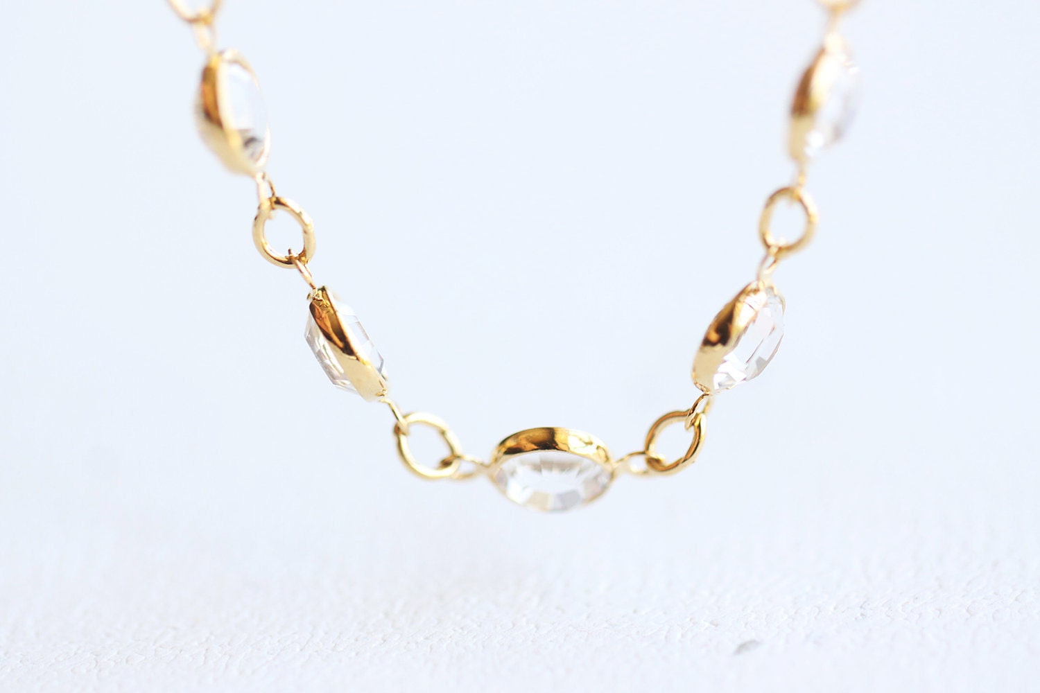 Gold Crystal Bracelet - sparkling clear crystal gold bracelet, simple layering jewelry