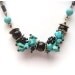 Antiqued Brass Black Agate Green Turquoise Necklace