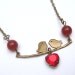 Antiqued Brass Branch Bird Red Agate Necklace