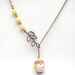 Antiqued Brass Leaf Butter Jade Porcelain Owl Necklace