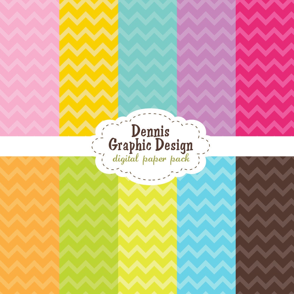 BUY 2 GET 2 FREE - Digital Scrapbook Paper Clip Art - Chevron Patterns - 12x12 digital papers - zig zag - bright colors