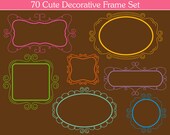 BUY 2 GET 2 FREE - Frame Clipart - 70 Frame Decorative Clipart Elements - Personal and Commercial Use