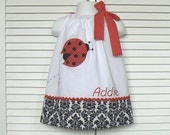 Personalized Ladybug Pillowcase Dress size 6 mo to girls size 6