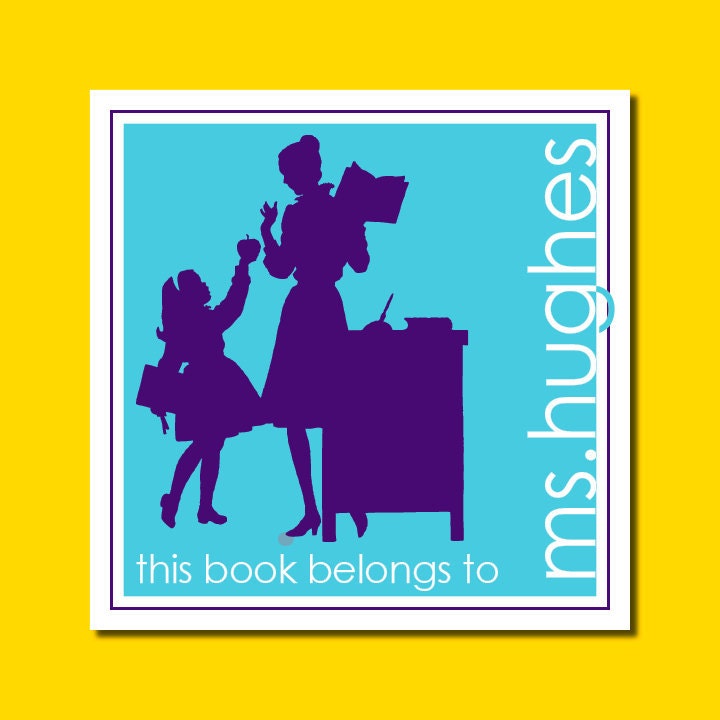 25 Teacher Silhouette Book Labels