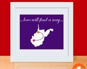 Long Distance Love Art Print - STATE - 11 x 14 Poster