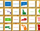 Rainbow State Abbreviations Memory Game - Set of 100 cards