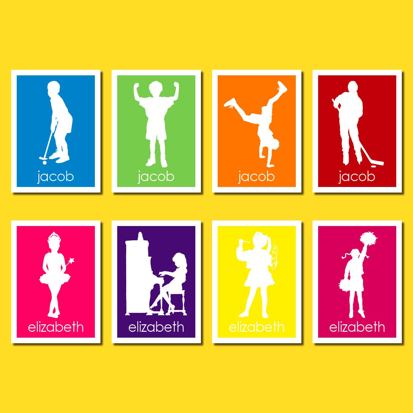 Mix & Match Silhouette Notecards - Set of 8