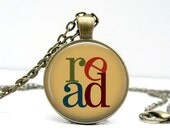 Stacked Read Necklace Glass Art Pendant Picture Pendant Photo Pendant Handcrafted Jewelry by Lizabettas