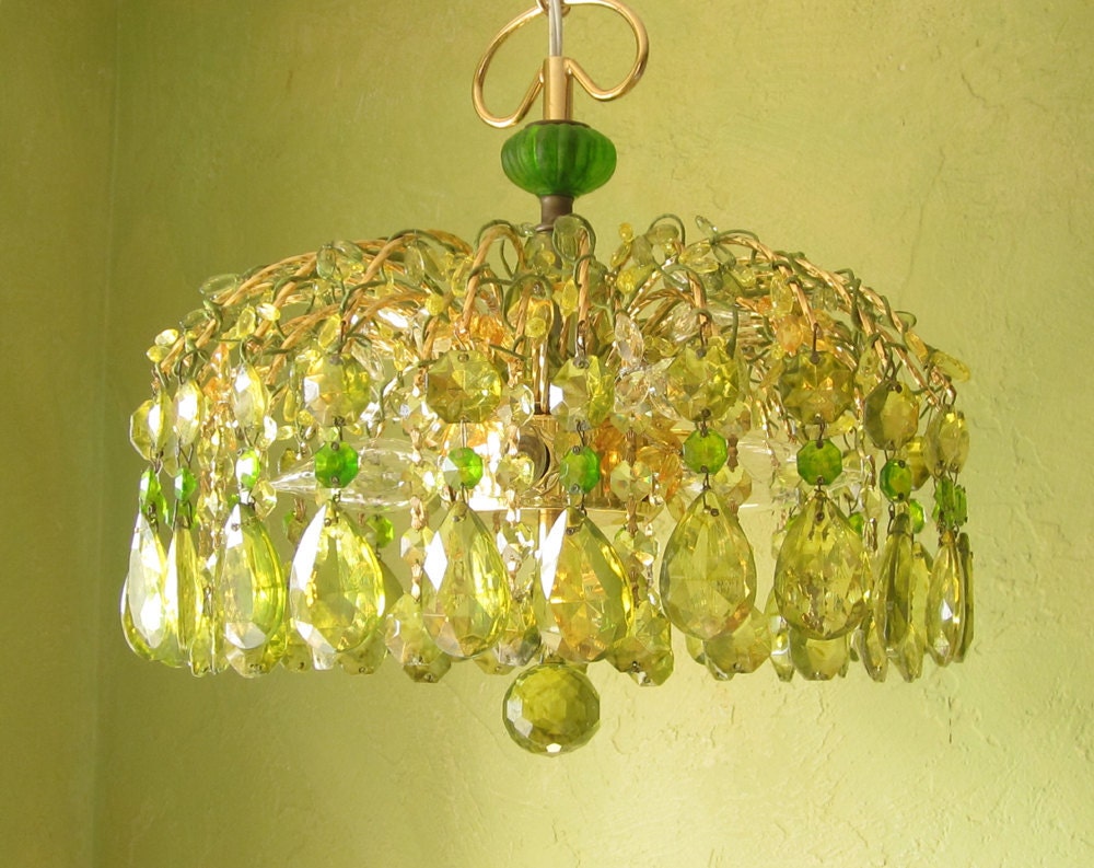 Chandelier, Crystal, Spring Blossom and Vine, One of a Kind