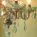 RESERVED for Quinn - Chandelier Lighting, Italian Brass and Aqua Crystal