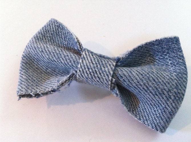 Denim Bow Hair Clip - Repurposed Upcycled Recycled Denim by Milla