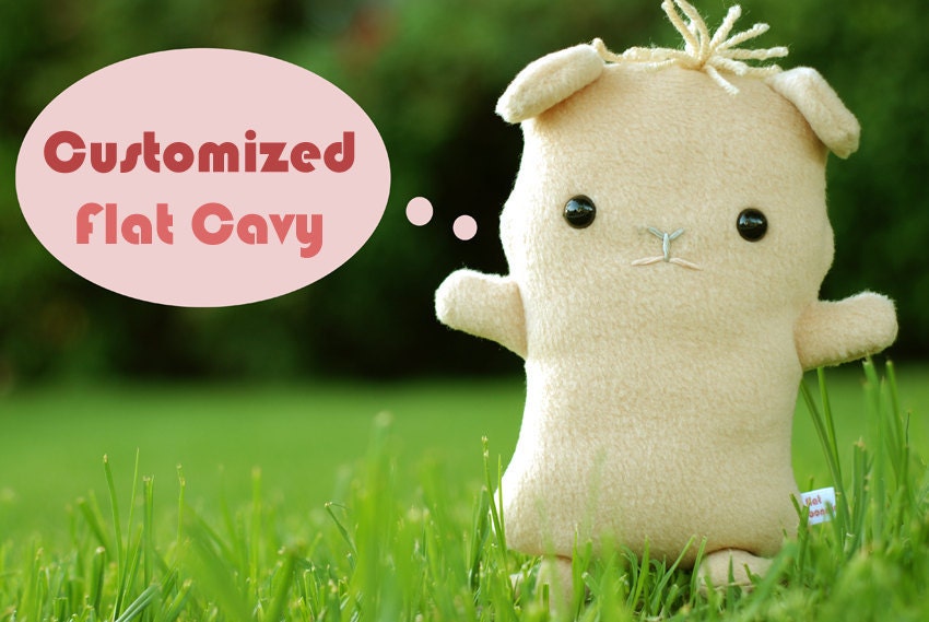 Customized Flat Cavy Guinea Pig Plush / Classic - 9" tall