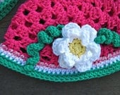 PATTERN Sweet Watermelon Crochet bucket Hat PDF - Instructions to make super cute and easy girls hats - baby toddler child teen adult Spring