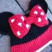 Minnie Mouse Crochet Pattern PDF - fun to make for Disneyland Disneyworld trip - beanie, earflap, braids, ties