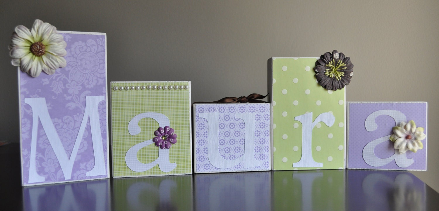 Custom Decor Blocks- Purple & Green