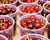 Bright Red Market Cherries, Farmers' Market in Hollywood, CA - 8x12" Fine Art Matte Photography Print