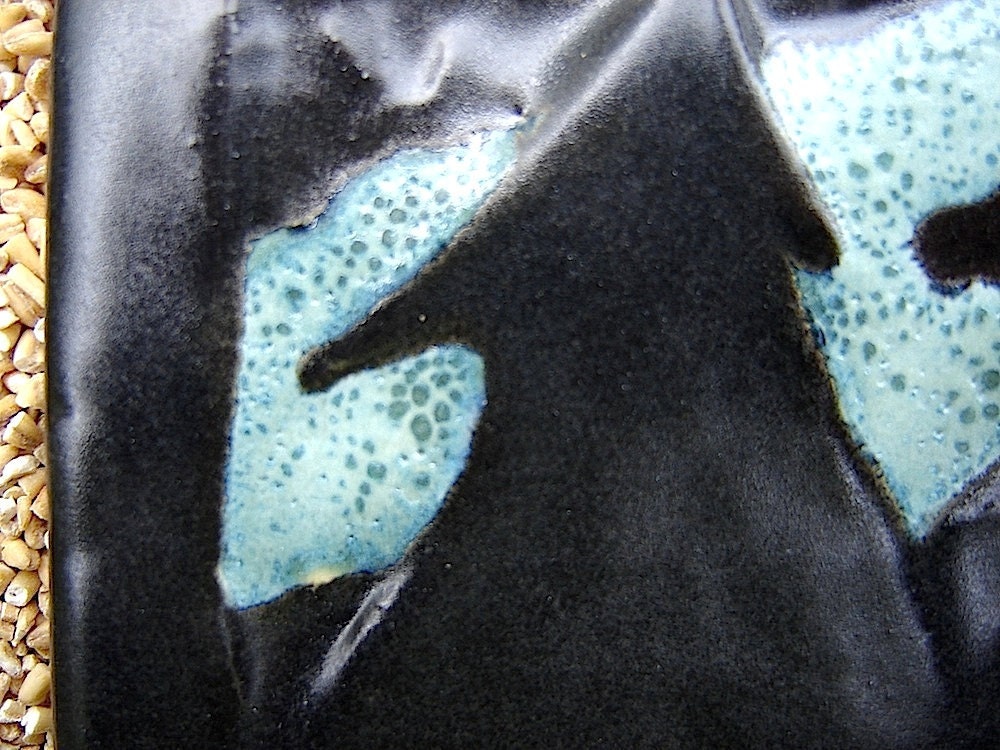 Merry Dancers Waltz Across the Night Sky: Ceramic Tile, Sea Green, Black (E-MT-2)